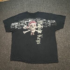 Florida‎ Keys TShirt Sz XL Mens Black Skater Grunge Pirate Skulls Graphic Tee